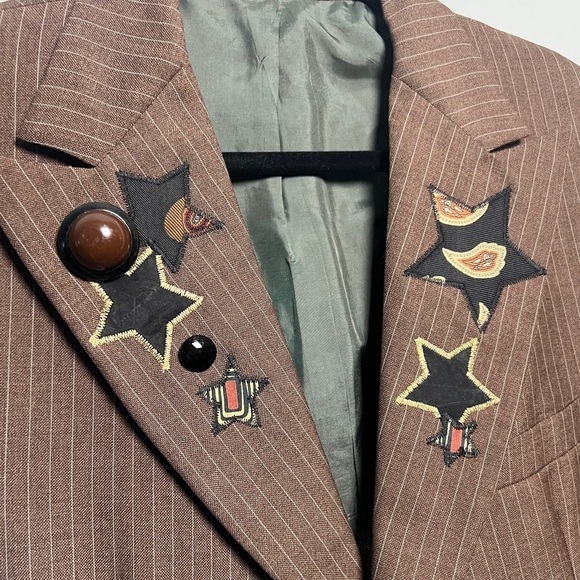 Handmade Blazer Patchwork Stars Western Boho - Picture 6 of 8